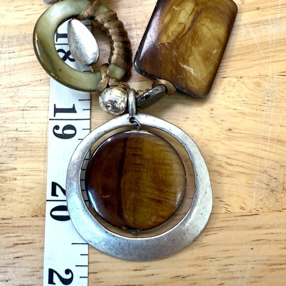 Chicos Multicolor Statement Necklace With Silver-Tone & Resin Accents Adjustable - Picture 6 of 10